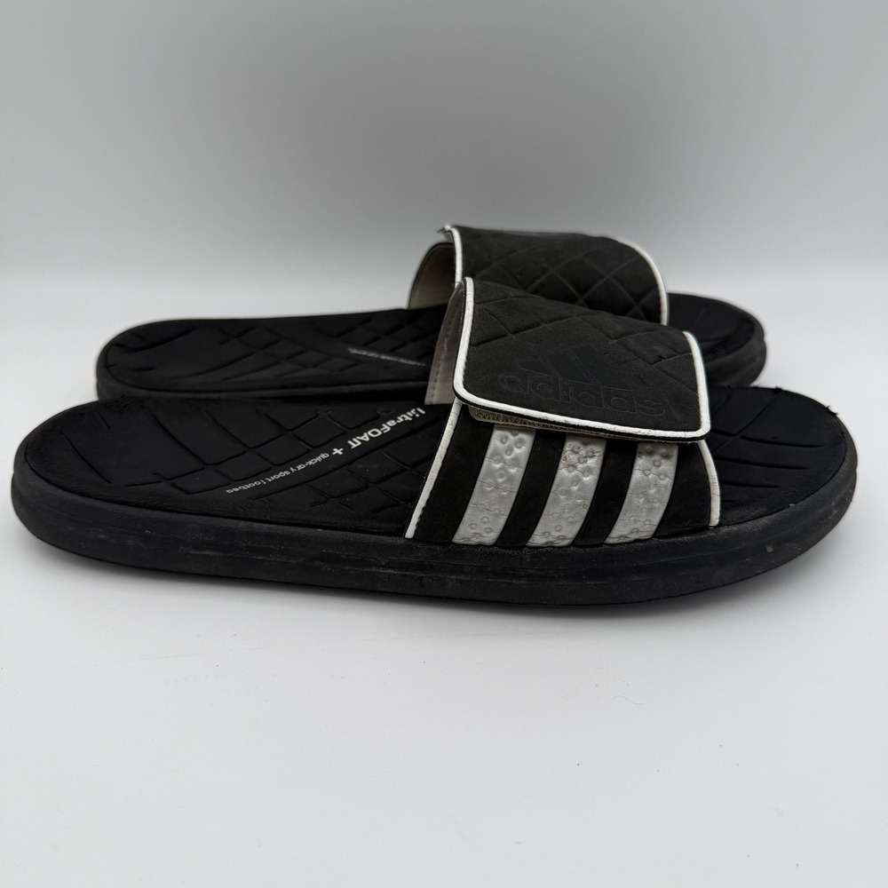 Men's Adidas Black Metallic Silver Zeitfrei Slide UF (UltraFoam+) Slip-On Size 9 - Picture 3 of 9